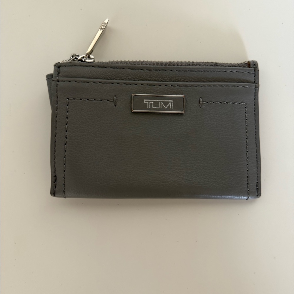 TUMI Gray Leather Card Holder